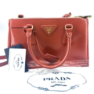 Pre-owned PRADA Galleria Small Saffiano Lux Leather Bag Top Handle / Shoulder Bag / Crossbody in Orange