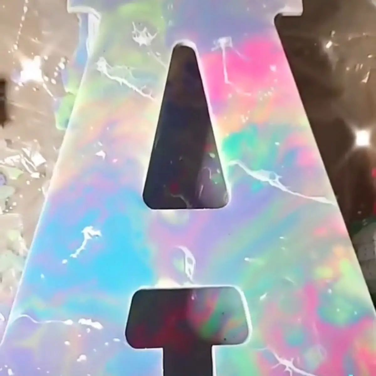 Large paint pour letter