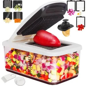 Vegetable chopper extra large chopper vegetable cutter multifunctional 10in1 pro food chopper 6 blades 4 vegetable spiralizers erecipes veggie chopper with container