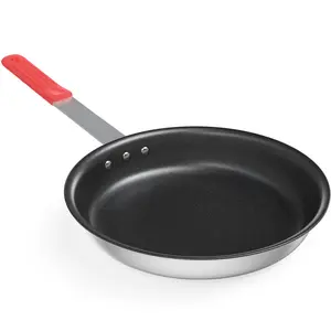 Non Stick Frying Pan, Heavy-Gauge Aluminum Skillet with Reinforced Nonstick Coating, Red Handle, Dishwasher and Oven Safe