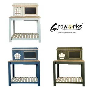 Groworks Potting Bench ,garden potting table,  With blackboard&chalk, Removable Sink, Additional Hooks And Shelfs For Patio, Courtyards, Balcony