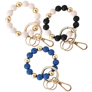 3pcs Wristlet Keychain Beaded Key Ring for Women Elastic Key Chain Holder