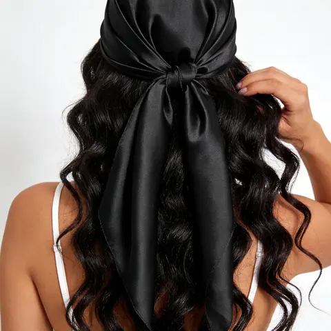 Women's Solid Color Headscarf Scarf, Square Head Scarves, Fashion Hair Scarves, Fashion Shiny Silk Square Towel, High-Quality Satin Fabric 90cm Large Size Headband Wrap Trendy Solid Shawl
