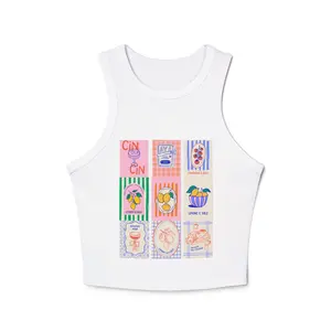 Retro Lotería Fruit Cards Tank Top | Crop Ribbed Racerback