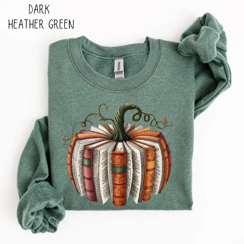Fall Book Pumpkin Halloween Sweatshirt, Shirt, Halloween Book Lover TShirt, Fall Bookish lover Pumpkin Book Pumpkin Sweater, Fall Gifts, Women's Long Sleeve Sweater Womenswear Hoodie