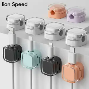 New color scheme 6-Pack Magnetic Cable Organizer Clips – Wall & Desktop Cord Holder, Minimalist Black & White + Macaron Colors for Home & Office