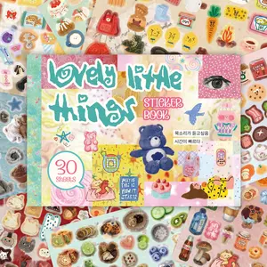 Lovely Little Things Korean Illustration Sticker Book 30 Sheets Aesthetic Decals for Journaling Planner Kawaii Phone Case and Scrapbooking DIY Smartphone Protector
