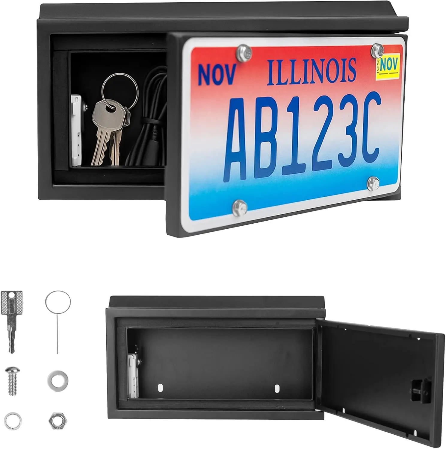 Omutan License Plate Hidden Safe Box with Combination Lock