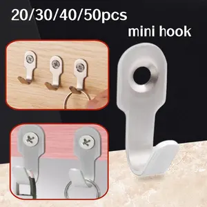 20/30/40/50pcs J-shaped hooks, wall mounted mini hooks, for hanging small items such as keys, towel, headphones, and hats