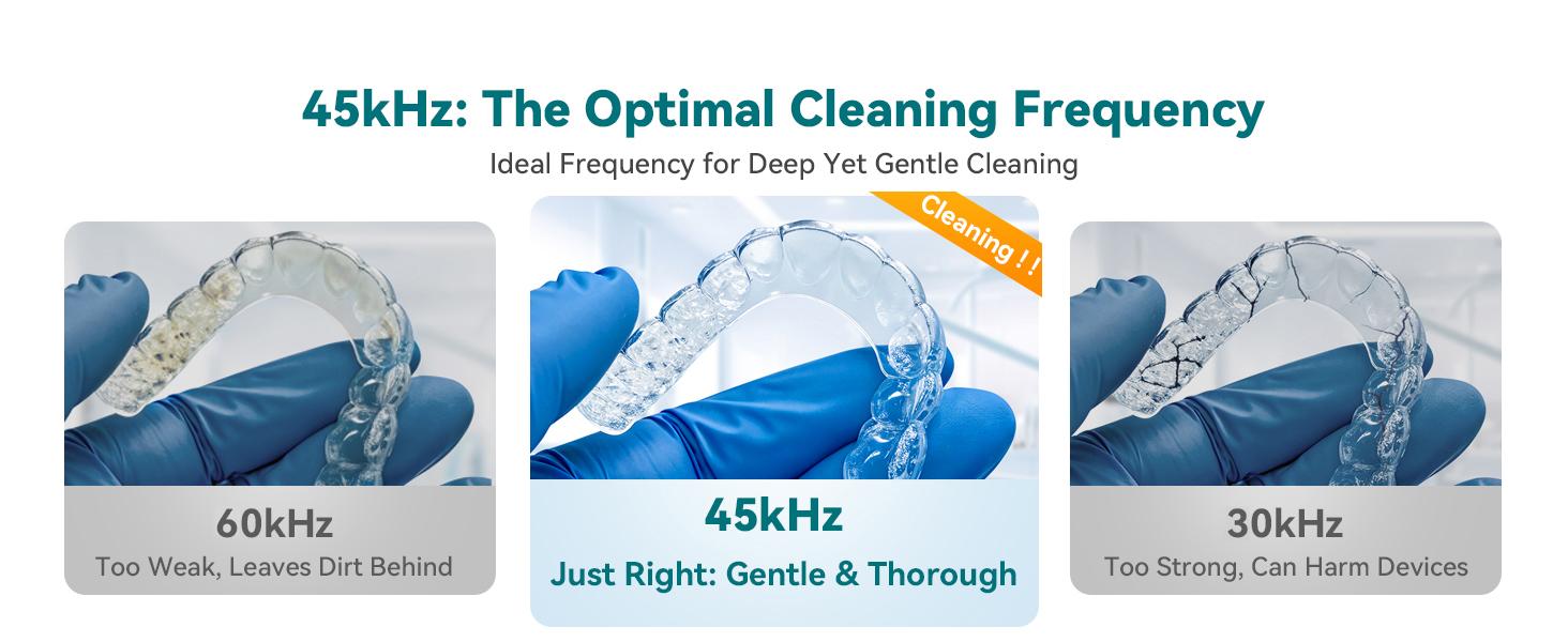 Dental Ultrasonic Retainer Cleaner Machine - 45kHz Dental Cleaning Pod with 304 Stainless Steel Tank, UVA & UVC, Digital Timer & 200ML Capacity for Dentures, Aligners, Braces, Mouth Guards, Night Guards, Toothbrush, Jewelry and more, Home and Travel Use