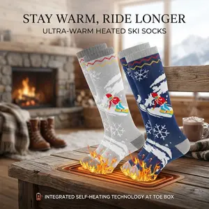 Kids Warm Thick Ski Socks for Boys and Girls - 2 Pairs Thermal Snow Socks for Winter Skiing Snowboarding Outdoor Activities Comfortable Breathable Moisture-Wicking Hiking Socks