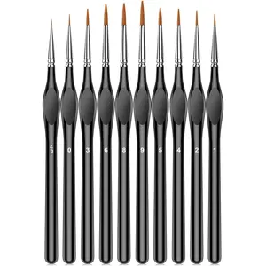 10Pcs Micro Paint Brushes Set with Triangular Handles - For Acrylic, Watercolor, Crafts, Models