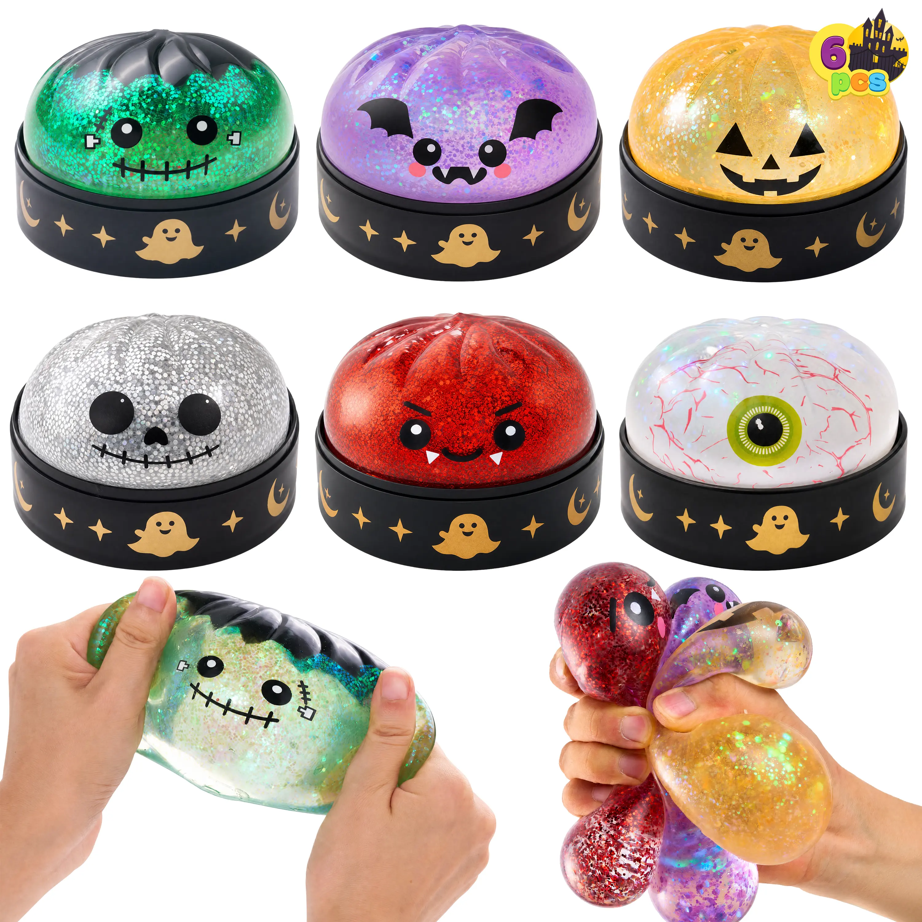 Halloween Dumpling Stress Relief Toys, 1pcs/3pcs/6pcs/8pcs/12pcs with Steamer Storage Boxes,Slow‑rebound maltose squishy toys, ideal for Halloween party gifts, featuring grimace pumpkin and little devil designs,12pcs Mini Dumpling(5cm)