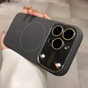 New Liquid Magnetic Phone Case with Glass Mirror Surface, Wireless Charging Compatible, Shockproof Protection Casing for iPhone 13-17 Pro Max Handheld Devices & Mobile Phone Accessories