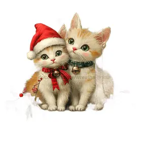 Christmas Cat Sign, DCO-102405, Sign For Wreath, 10x10in Metal Sign