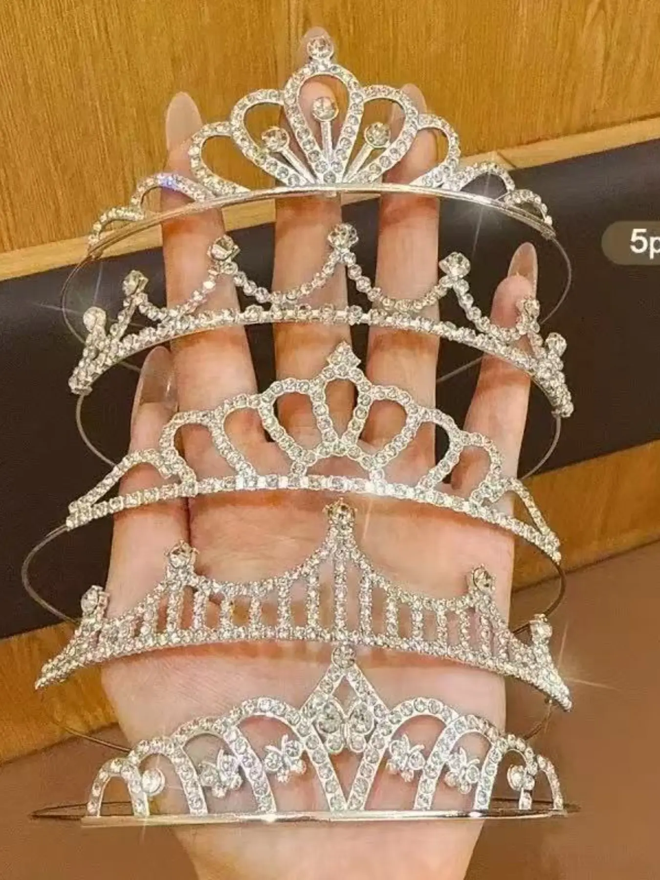 5pcs Sparkle Crystal Tiara Set, Princess Birthday Crowns for Wedding Birthday Prom, Bridal Hair Accessories for Women & Girls, Bridal Headpiece, Hair Jewelry, Bridal Accessory