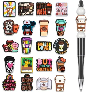 20pcs Coffee Cup Silicone Bead, Silicone Focal Beads for Pens & Jewelry, Ideal for Crafting Necklaces, Bracelets, DIY Projects, Beads Charms