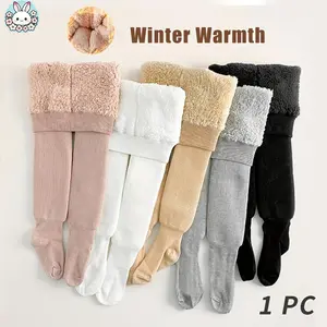 ABC-1-Pack Girls' Fleece-Lined Thermal Winter Tights Thick Warmth Soft Fleece Trim  Beige White Grey Black for Outdoor Activities Cold Weather Winter Clothes Solid Color Design Cozy Fleece Lining