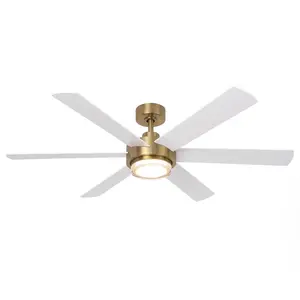 54" Kama Modern Downrod Mount Ceiling Fan with LED Light & Remote Control