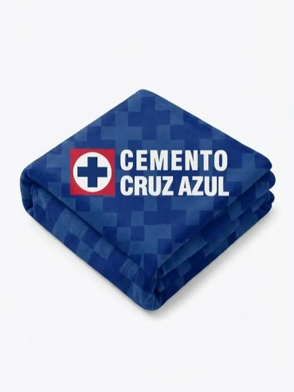 Cruz Azul Club Logo Print Fleece Flannel Throw Blanket, Multi-Size Sports Theme Blue Soccer Fan Blanket, Mexican Football Fan Gift