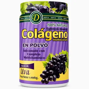 Colágeno Hidrolizado Grape en Polvo Sabor Uva con Complejo Multivitamínico – Suplemento Alimenticio 100% Natural (1.1 kg)