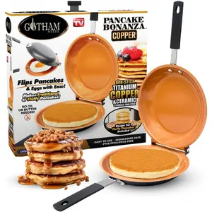 Gotham Steel Double Sided Pan, The Perfect Pancake Maker – Ceramic Nonstick Copper Easy to Flip Pancake Griddle for Fluffy Pancakes, Omelette Maker, Frittata Maker & More! Dishwasher Safe