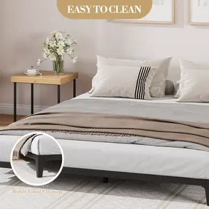 Iron Angle Flat Bed Frame with No Noise Rubber Feet, Durable Metal Anti Slip Mattress Clips, Easy 20 Minute Assembly, Well Packed Foam Pads, Versatile for Bedrooms and Dormitories