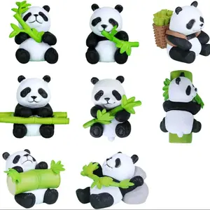 8pcs Mini Panda Resin Figurines Set, Cute Collectible Figurines, Cute Animal Decorations for Home Garden, DIY Craft Kit, Perfect Gift for Halloween Christmas