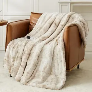 Heated Blanket Throw - 50"x60" Heating Blanket Throw 1/2/4/6/8 Hours Auto-Off 10 Heat Over-Heat Protection Luxury Faux Fur ETL Certification