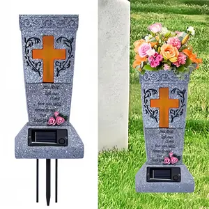 Solar LED Cemetery Flower Vase with Spike for Fresh & Artificial Flowers – Outdoor Grave & Headstone Decor