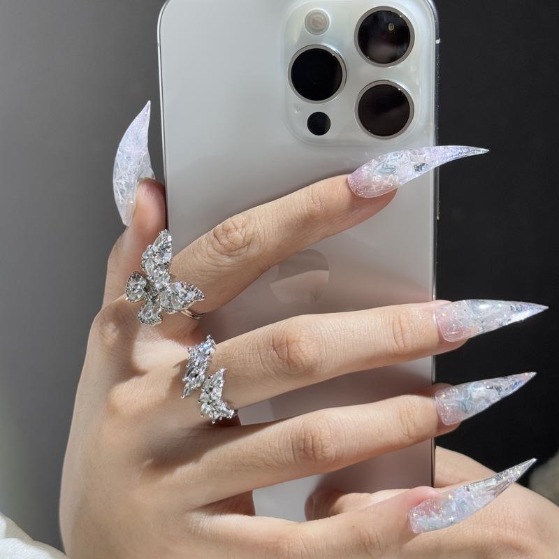 Glow in the Dark Fairy Dragon Claw Nails | 1.7” Extra Long Pink-Blue Marble Talons | Handmade Fantasy Cosplay Set