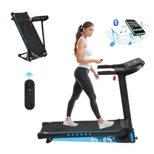 350 lbs Capacity Treadmill, Foldable Running Machine with Incline, Bluetooth Speaker, Quiet Motor & USB-C Port