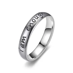 Fashion new niche cute i am enough inspirational couple ring for man and women
