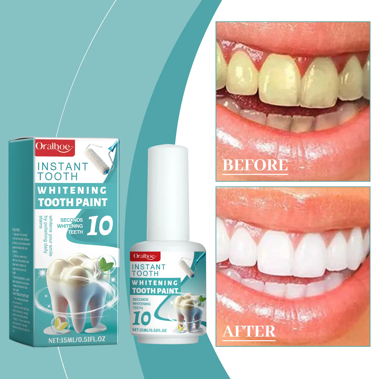 Oralhoe Smoker's Tooth Polish – Removes Stains, Whitens Teeth, with Xylitol & Citric Acid, Gentle Formula, Easy Brush-On Application