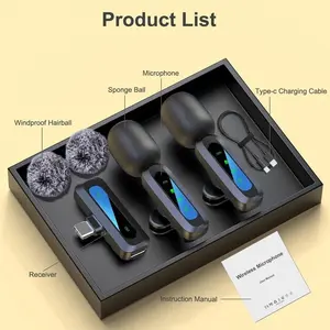 Wireless Clip-On Microphone Rechargeable Plug-And-Play Live Streaming Vlog Short Video Recording Portable Lapel Mic