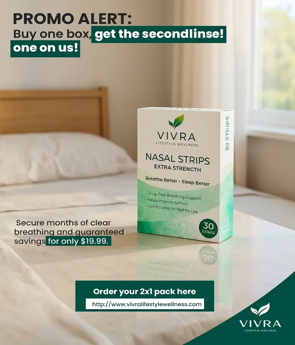 VIVRA Extra Strength Nasal Strips - 30-Count Healthcare Strips, Drug-Free, Gentle, Improves Airway, Helps Breathe Better, Promotes Sleep Better, Prop 65 Safe, Comfortable for Nightly Use