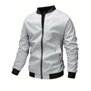 Men'S Lightweight Spring And Autumn Windproof Bomber Jacket with a Baseball Collar, Stylish Outdoor Casual Zip-Up Jacket.
