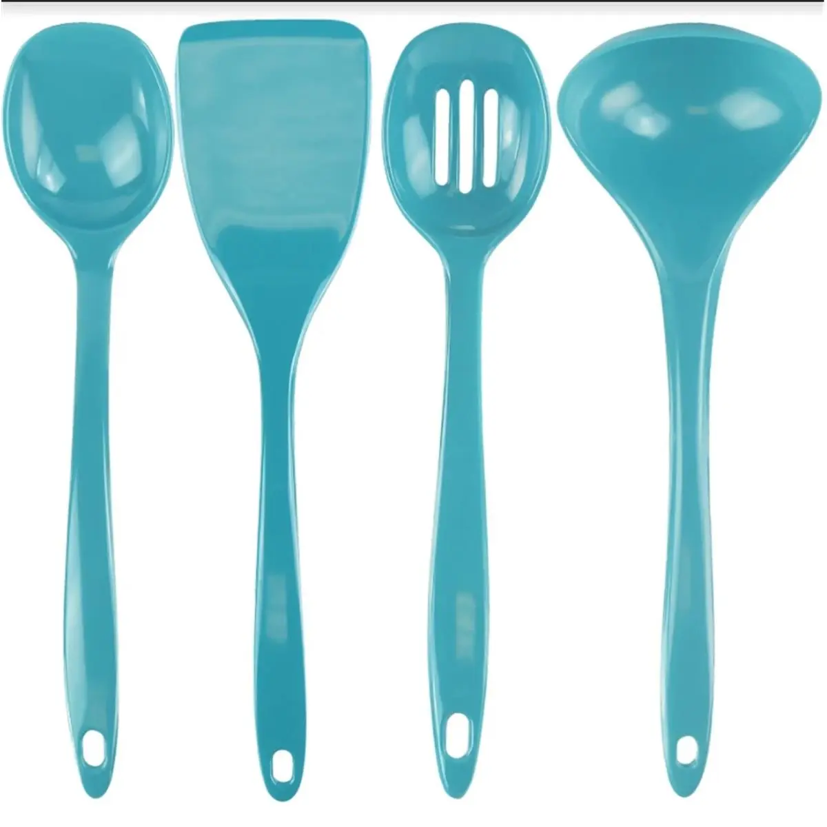 212 MAIN 4pc Camp Kitchen Utensil Set, Turquoise - Includes Spoon, Spatula, Slotted Utensil for Camping & Hiking, Kitchenware