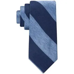 Tommy Hilfiger Mens Herringbone Stripe Tie Navy Blue ONE SIZE