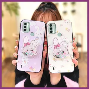 protective glisten Phone Case For Nokia C31/TA-1511 phone lens protection Cartoon Fashion Design Skin feel silicone Cute Back Cover Rotatable stand quicksand Waterproof TPU