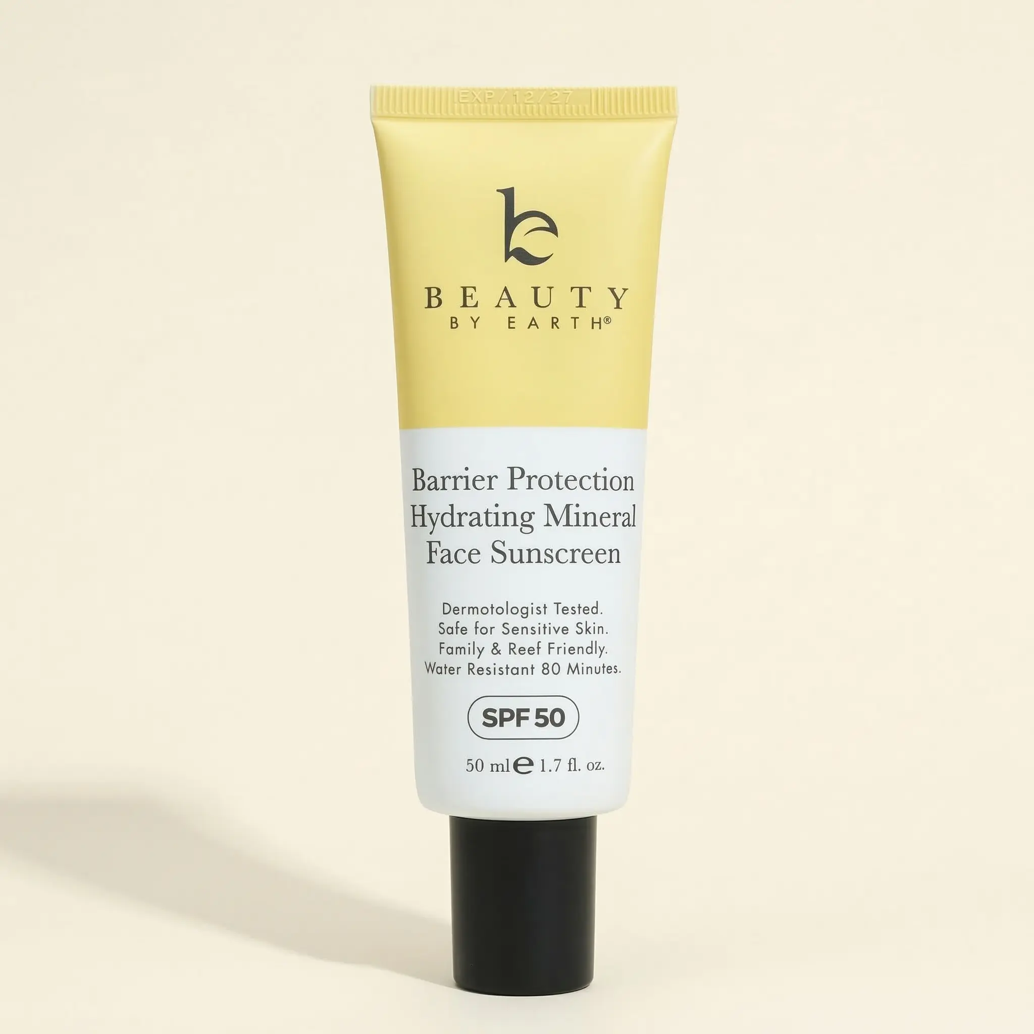 Beauty by Earth Barrier Protection Hydrating Mineral Face Sunscreen SPF 50 - Ceramide NP & Argan Oil for Sensitive Skin Facial