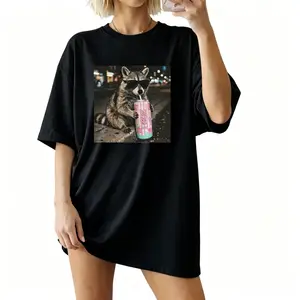 Comfort Colors T-Shirt raccoon cotton candy drink graphic tee, a fun animal lover shirt with vintage style, funny Gen Z meme vibe, perfect for casual everyday wear