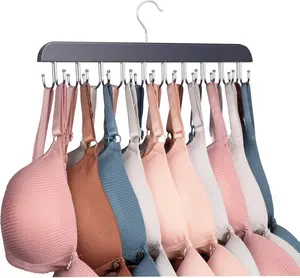 Bra Hangers for Closet Organizer, Tank Top Hanger with 20 Hooks, Space Saving Wooden Adjustable Hangers, Closet Organizers and Storage Suitable for Dorm, Apartments, Tank Tops, Bras, Hats