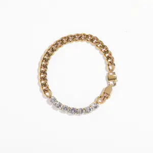 Gold Cuban Link Crystal Bracelet