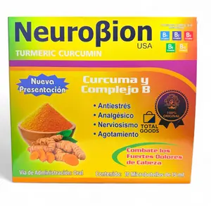 Neuro Curcuma y Complejo B 10 Vials Ampolleta Bebible de 15ml Wellness Support & Anti-Stress Relief Neuro Curcuma y Complejo B 10 Vials Ampolleta Bebible de 15ml Wellness Support & Anti-Stress Relief