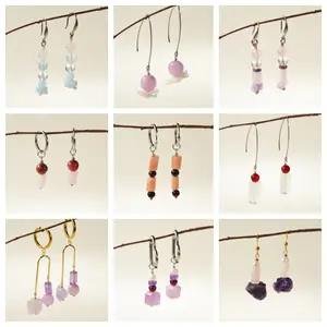 Asteraia [A001-A009] Assorted Natural Crystal Earrings – Handmade Gemstone Energy Dangle Earrings Summervibes