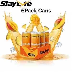 Recovery Energy Hydration Drinks 6 in 1 StayLyte Tropical Zest Mango Pineapple Sparkling Hydration Drink – 6Pack, Sugar-Free, 355ml | Clean Boost of Energy, 425mg Electrolytes, B Vitamins, Natural Caffeine, No Artificial Sweeteners, Fruit Sport Beverage