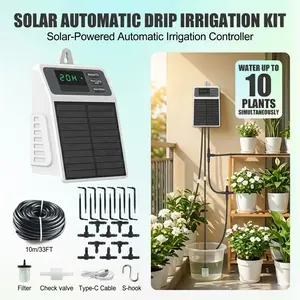 Programmable Solar Drip irrigation System 10m Tube 10 Plant Support IPX5 Waterproof Auto Watering Kit for Garden Balcony Greenhouse Vacation Timer