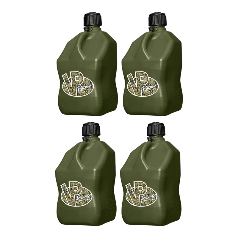 VP Racing 5.5 Gal Camouflage Utility Jug (4 Pack) - Heavy-Duty High Density Polyethylene Motorsport Storage Container with Quick-Flow Spout, Bottom Grip, Large Capacity for Extreme Conditions, Camping