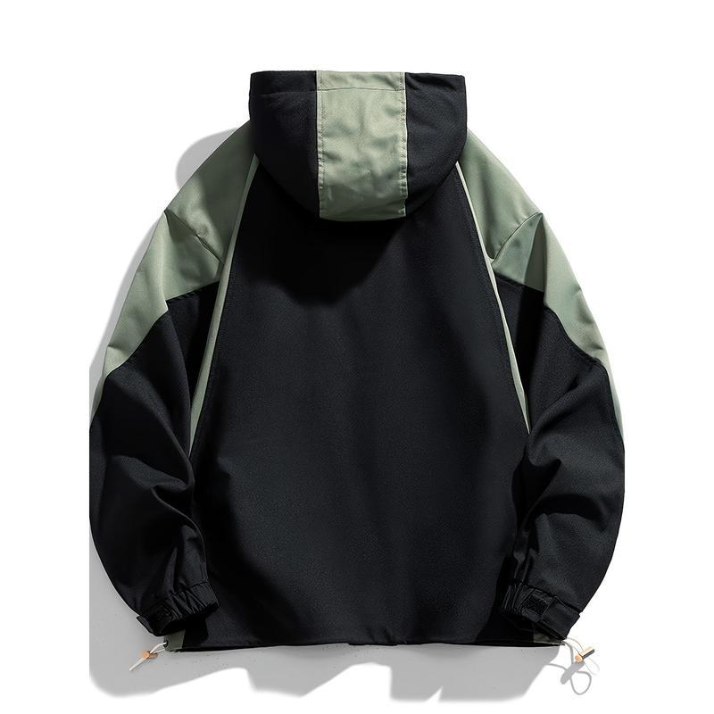 Plus Size Windbreaker Jacket - Casual, Loose Fit, Zip-Up Hooded Workwear with Pockets, Fall & Spring Outerwear | Hooded Jacket | Zippered Jacket